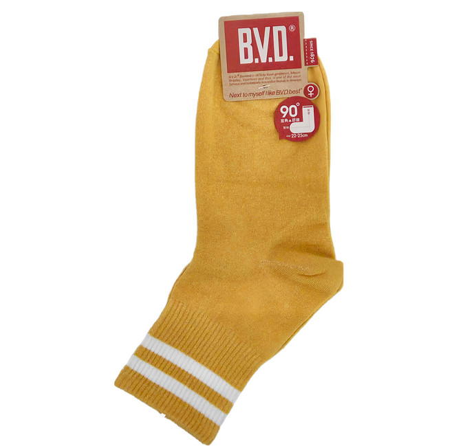 B.V.D. 女款3/4雙條直角襪 6雙一組 - 彈性襪口