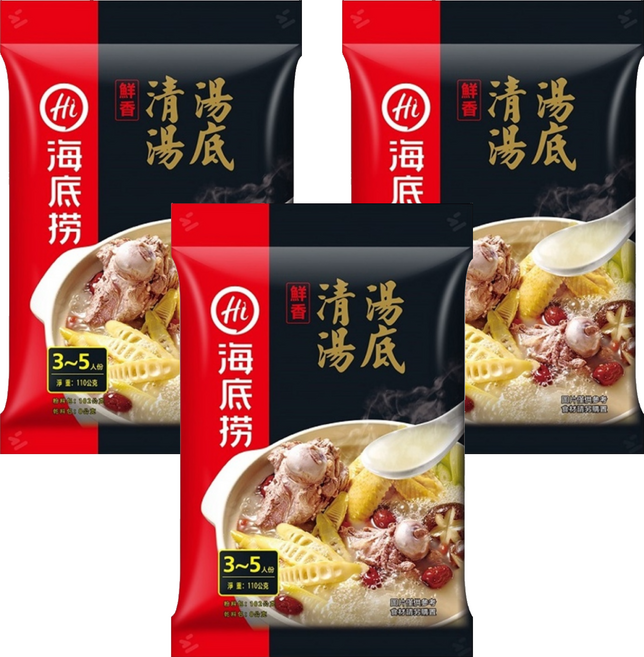 海底撈 鮮香清湯湯底 精選大骨熬製 火鍋湯底, 110g, 3包