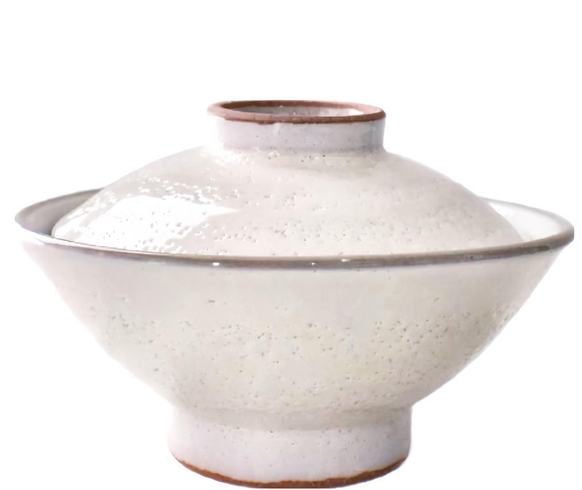 佐和陶瓷 土物V形蓋碗 Set -日本製, 粉引, 1個