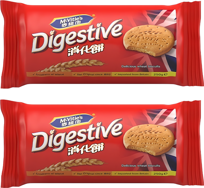 McVitie's 麥維他 消化餅 美味小麥餅乾 英國進口, 250g, 2包