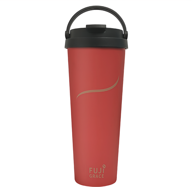 FUJI-GRACE 富士雅麗 陶瓷噴層手提保溫杯, 熔岩紅, 700ml, 1個