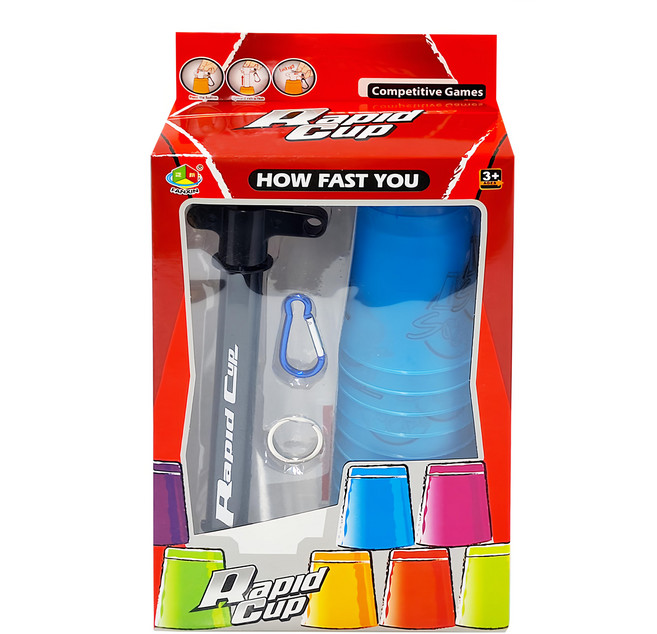 泛新 比賽專用 炫彩快手競賽疊疊杯 競技速疊杯 + 收納桿, 藍色, 1組