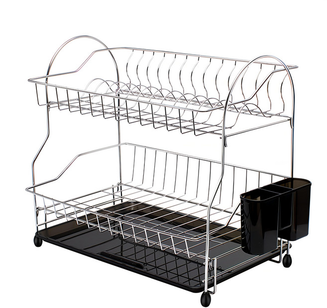 comet 不鏽鋼餐具瀝水架 42.5 x 26.5 x 38cm, 2層, 銀色 + 黑色, 1個