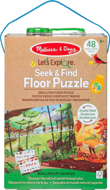 Melissa&Doug 瑪莉莎 找找看雙面系列 地板拼圖遊戲組 Let's Explore, 1盒, 48片
