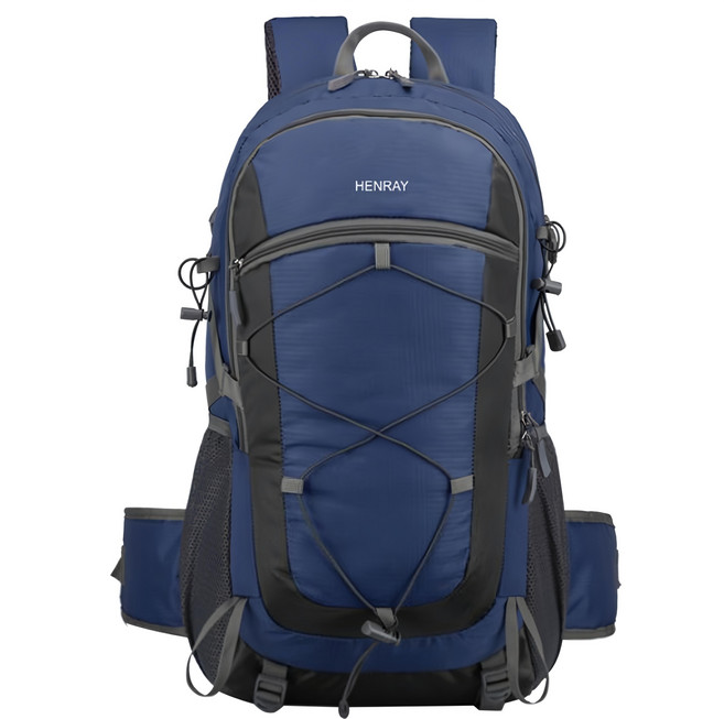 亨睿 輕量後背包 防潑水尼龍 50L 登山/旅行/日常使用, 深藍色