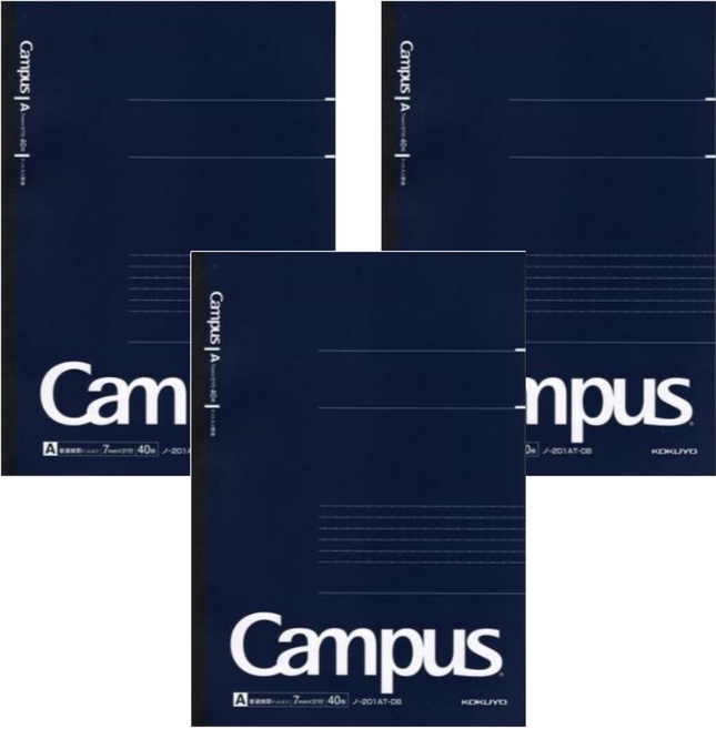 KOKUYO 國譽 CAMPUS 大人A4點線筆記本, 深藍色, 3本