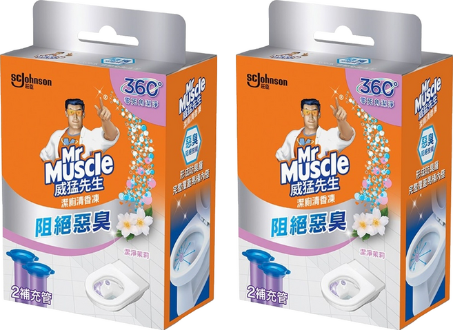 Mr Muscle 威猛先生 潔廁清香凍 補充管 潔廁凝膠 潔淨茉莉香 2入, 76g, 2盒