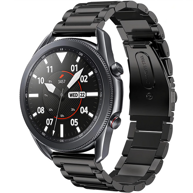 iamdue Galaxy Watch 相容金屬紀念款基本型錶帶, 霧面黑色, 1個