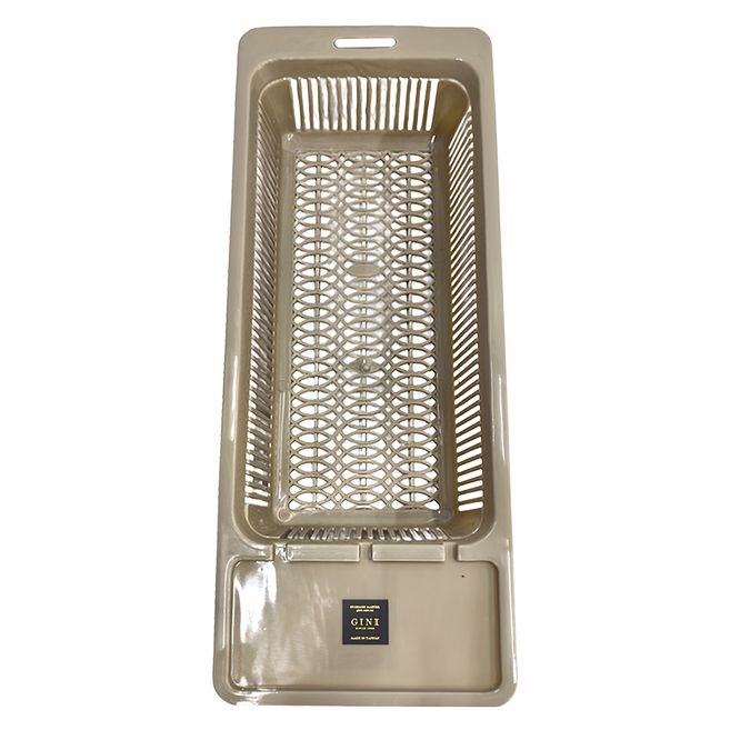 GINII 基尼 流理臺餐具濾水籃 MIT台灣設計製造 尺寸L52.8xW20xH8cm, 2, 可可棕, 1個