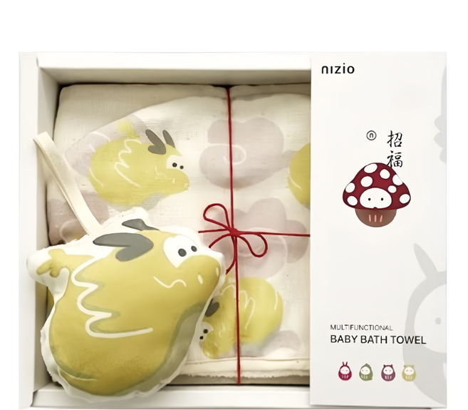 nIZio 招福小飛成長浴巾彌月禮組, 小金龍, 1盒