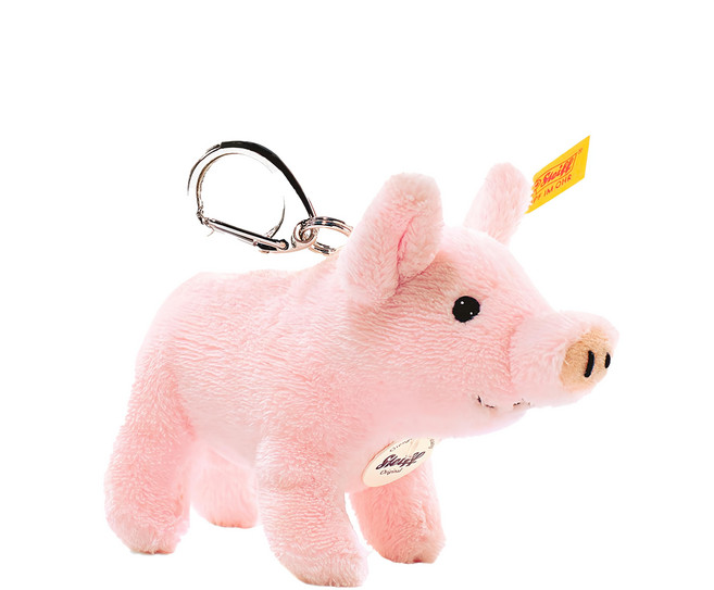 Steiff 德國金耳釦泰迪熊 黃標玩偶, 10cm, Keyring Pig 粉色, 1個