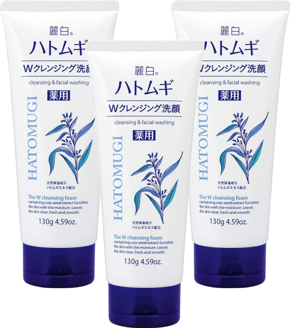 KUMANO 熊野油脂 麗白薏仁洗卸兩用洗面乳, 130g, 3條