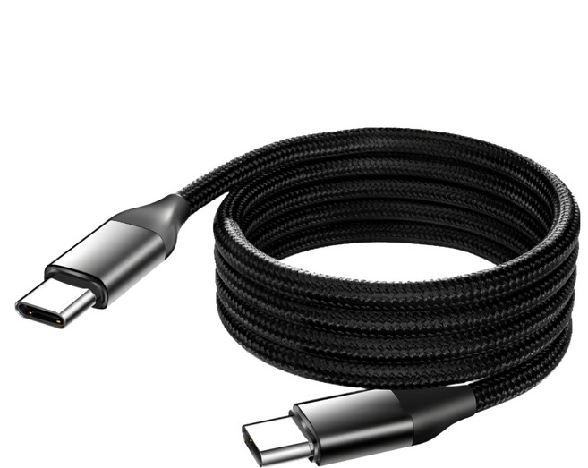 小麥購物 快充磁吸雙Type-C數據線 L1372 100W, 1個, 黑色, 1.5m