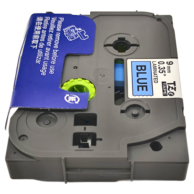 TZeTAPE 護貝帶 9mm 藍底黑字, 1個