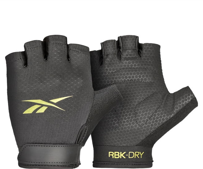 Reebok 銳步 Fitness Gloves 短指透氣健身手套, 黃色, 1雙