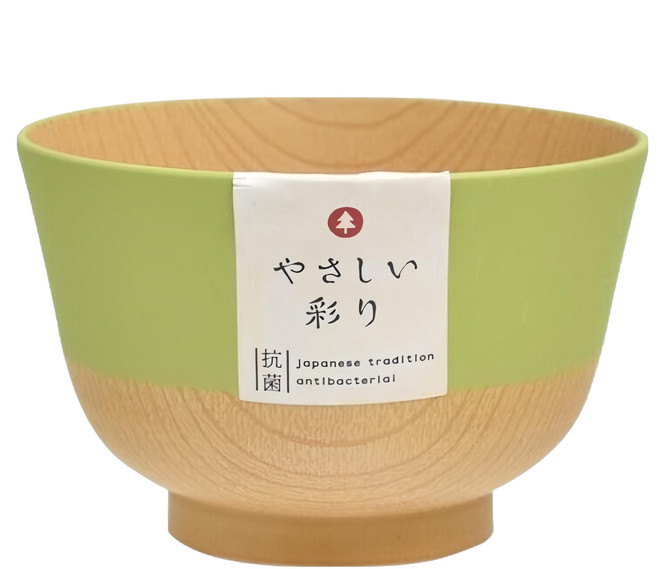 Yasashī Irodori 木紋抗菌輕便湯碗 日本製, 綠色, 1個