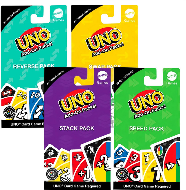 美國 UNO 遊戲卡擴充包, 1套, 一般款 薄荷綠 + 黃色 + 紫色 + 綠色