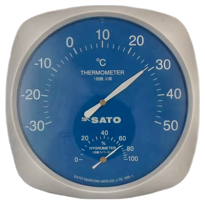 SK SATO 佐藤計量器 室內用指針式溫濕度計 TH-200, 白色 + 藍色, 1個