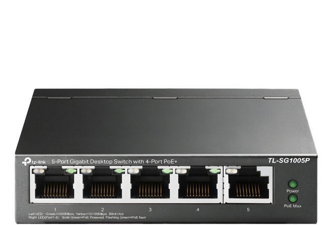 tp-link 5埠 Gigabit 桌上型交換器 含4埠PoE+, TL-SG1005P, 1個