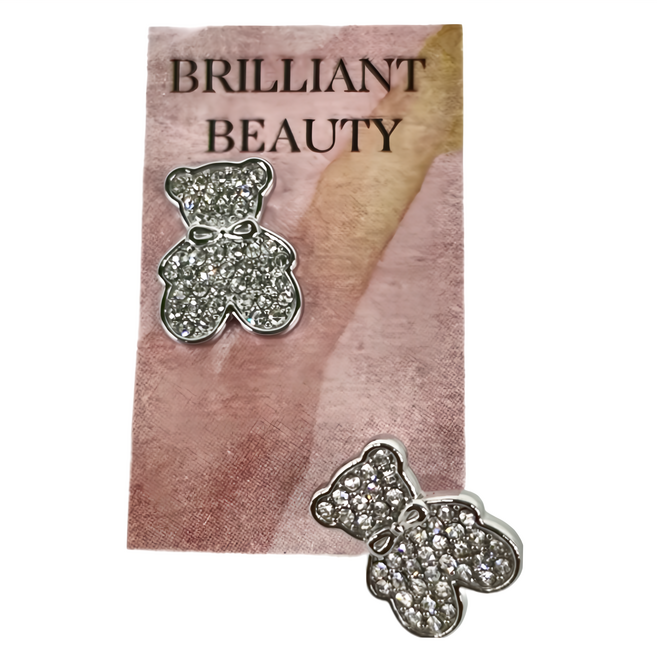 Brilliant Beauty 耀眼美人 不鏽鋼醫療鋼滿鑽小熊寶寶耳環 鈦鋼耳環 50g 2個