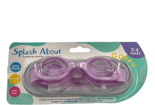 Splash About Guppy 泳鏡 2-6歲兒童適用 快拆設計 舒適貼合 柔軟密封, 丁香紫, 1個