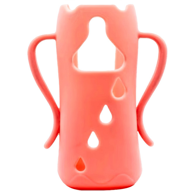 akachan honpo 阿卡將本舖 玻璃奶瓶保護套 PVC塑料, 粉色, 1個