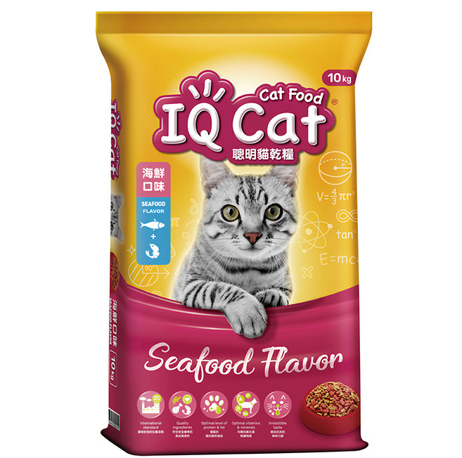 IQ Cat 聰明貓 成貓用 乾糧, 海鮮口味, 10kg, 1袋