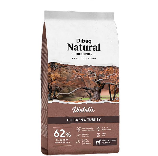 Dibaq Natural moments 自然嗑 老犬用低卡配方乾糧, 1袋, 3000g, 雞肉+火雞肉