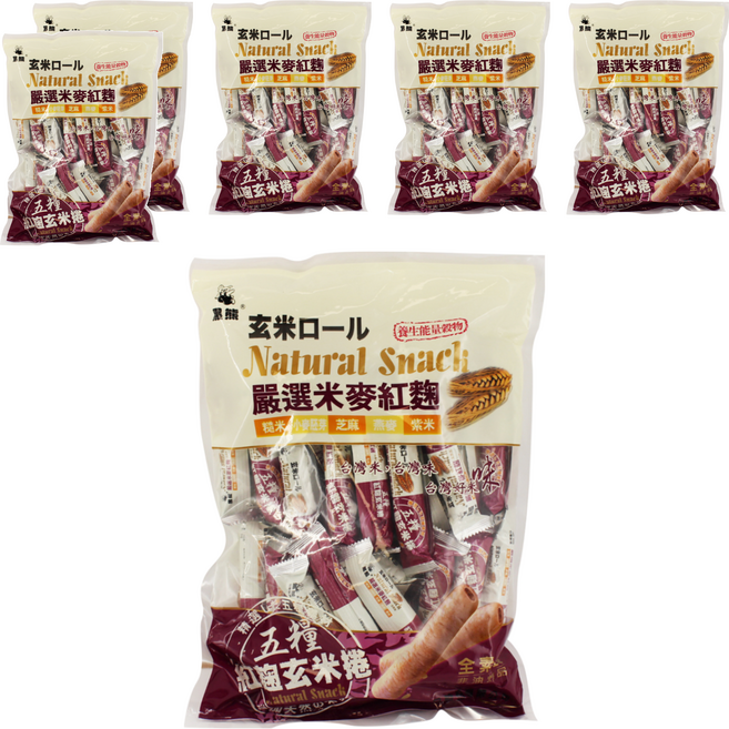 黑熊 鑫豪五糧紅麴玄米捲 糙米 小麥 芝麻 燕麥 紫米, 400g, 6袋