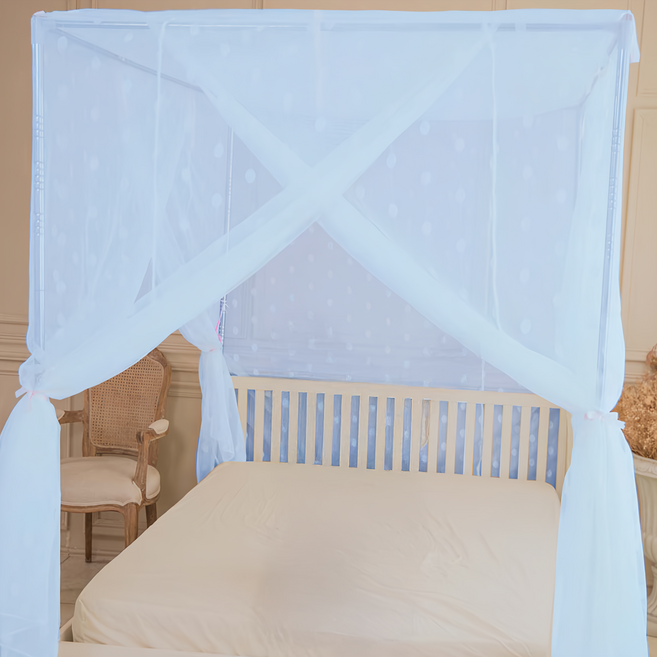 C.G.&C. S.M.C. 凱蕾絲帝 針織蚊帳 開三門 不鏽鋼支架 台灣製造 大空間加長加高, 粉藍色