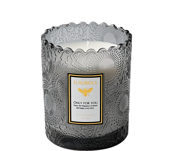 LUXURIOUS 浮雕蕾絲香氛蠟燭, 200g, 1個, 迷霧森林