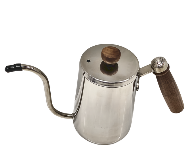 木手柄手沖壺 600ml 304不鏽鋼 木蓋, 手沖咖啡壺, 1個