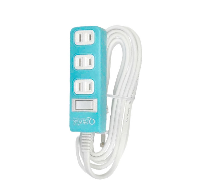 Tyson 太順電業 QPOWER 太超值 2孔1開4插延長線插座 TS-214B, 6.3m, 碧藍色, 1條