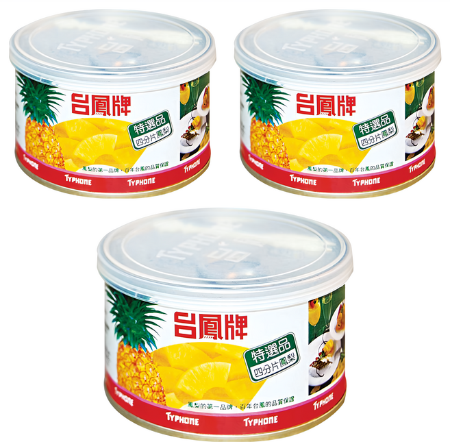台鳳 四分片鳳梨罐頭, 227g, 3罐