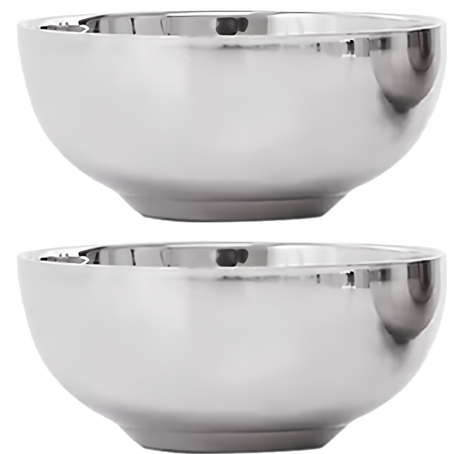 HIKARI 日光生活 H350 13cm 銀色 不鏽鋼 雙層隔熱碗, 2個