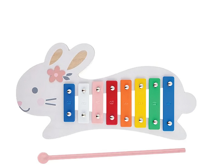 Stephen Joseph 木琴 包含木琴鼓棒+一張英文樂譜 適用年齡：3歲以上, 兔子 多色琴鍵, 1個