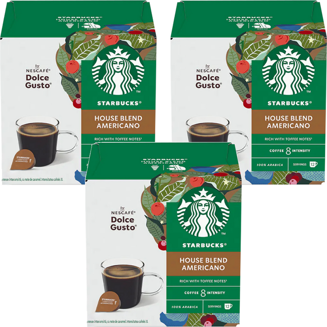 STARBUCKS 星巴克 家常美式咖啡膠囊, 8.5g, 12顆, 3盒