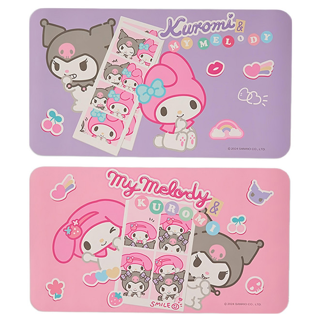 Sanrio 三麗鷗 酷洛米多功能易潔餐墊2件組, 大頭貼 紫色 + 粉色, 39 x 22 x 0.2cm, 1組