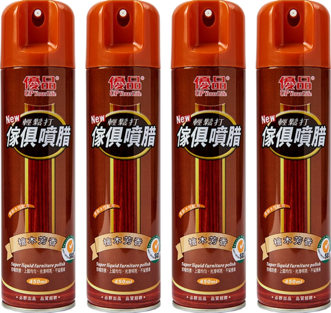 優品傢俱噴腊 檜木 傢俱保養 光亮清潔, 450ml, 4瓶