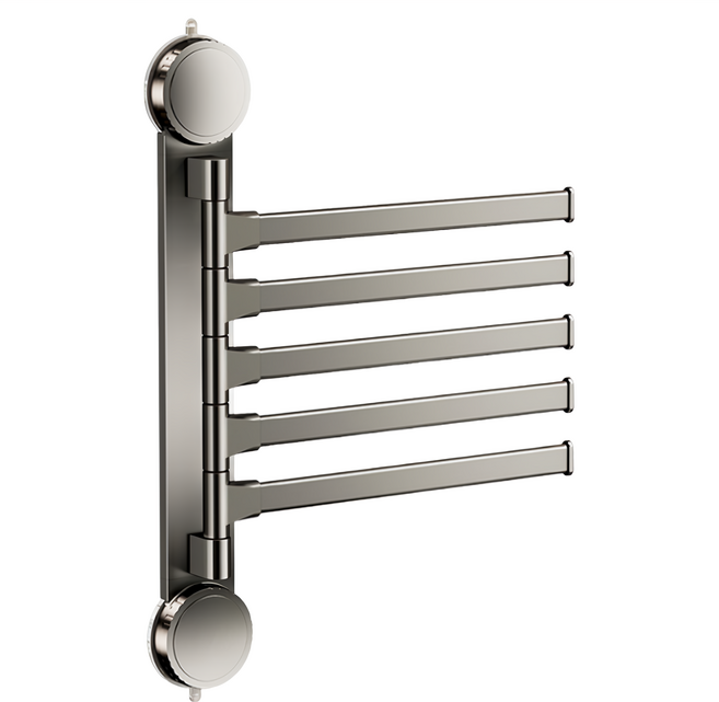 費歐家 免打孔旋轉吸盤式多桿毛巾架, 1個, 槍灰色