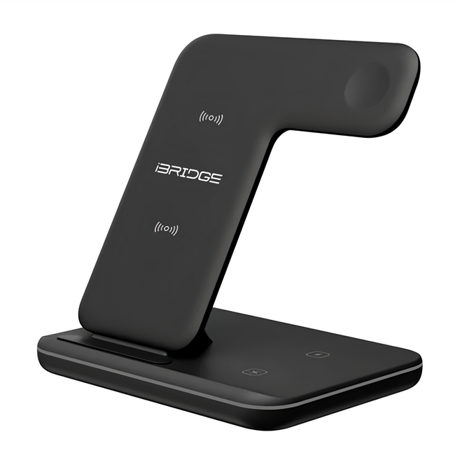 iBRIDGE 15W極速三合一無線充電器 IBW006, 黑色, 1個