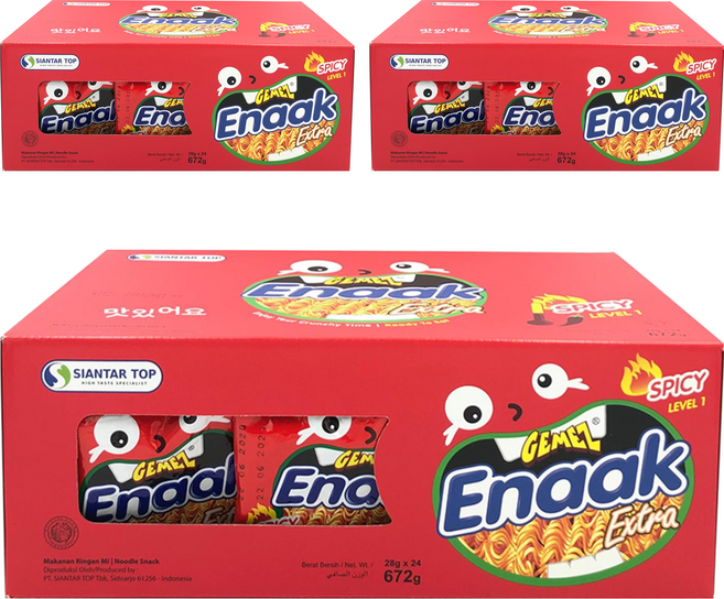 GEMEZ Enaak 韓式小雞麵 Set Extra Spicy Level 1, 672g, 3盒
