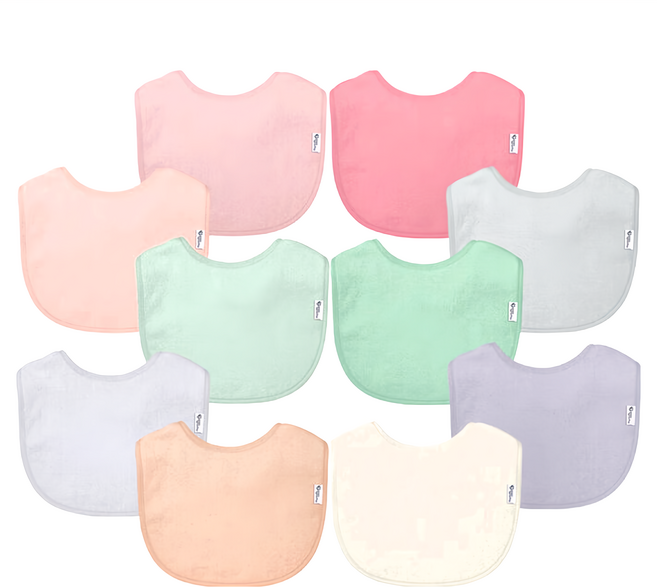 green sprouts 小綠芽 三層吸水口水巾圍兜10件組 馬卡龍泡芙