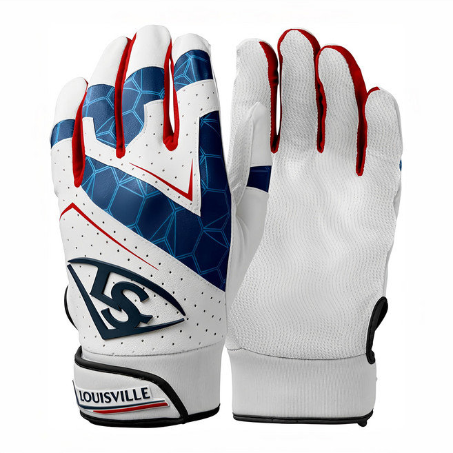 LOUISVILLE Slugger LS GENUINE 打擊手套 WB5730704L, 白色 + 藍色, 1雙