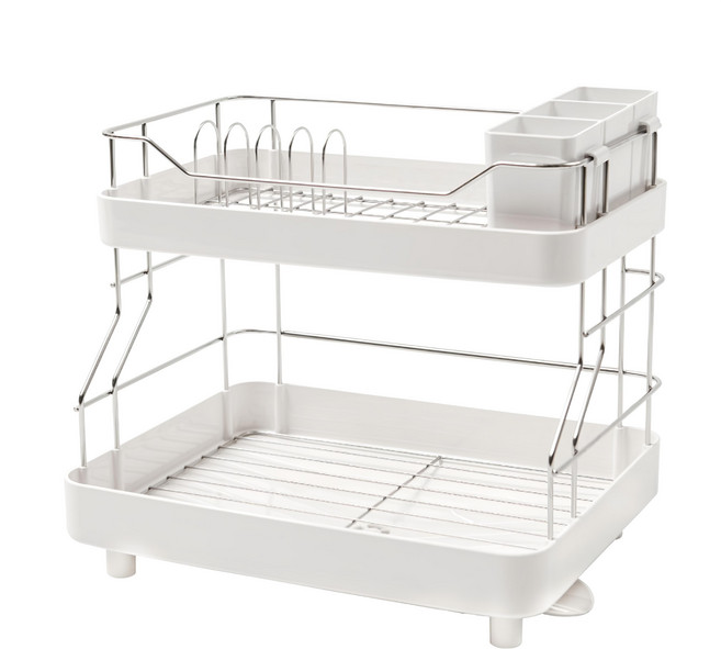 碗盤瀝水置物架 刀架 + 筷架, 2層, 白色, 1組
