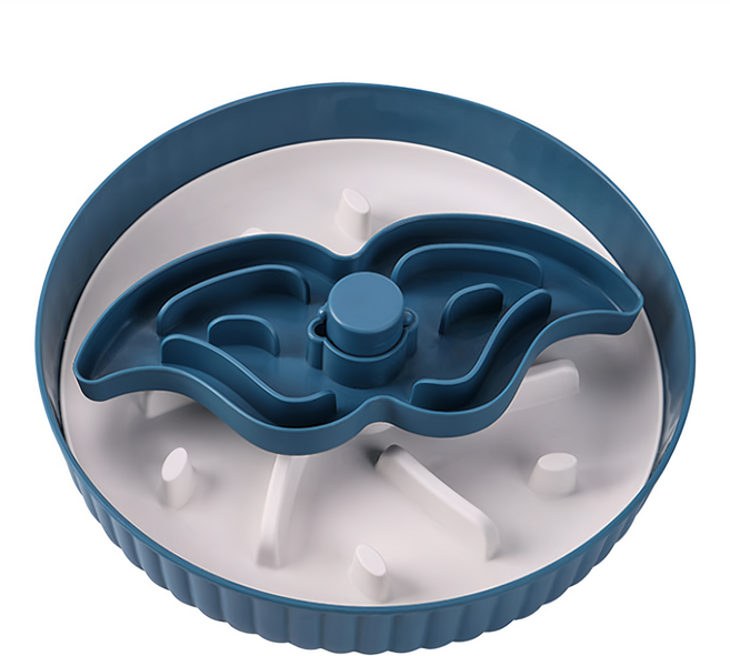 寵物夢工廠 旋轉慢食碗, 鬍子款 藏青藍色, 1個
