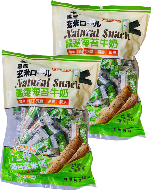 黑熊 五糧海苔玄米捲 奶素, 400g, 2袋