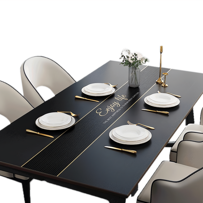 Arbor Home 喬木居家 輕奢防燙隔熱皮革桌布, 120 x 70cm, 侘寂條紋 黑色, 1個