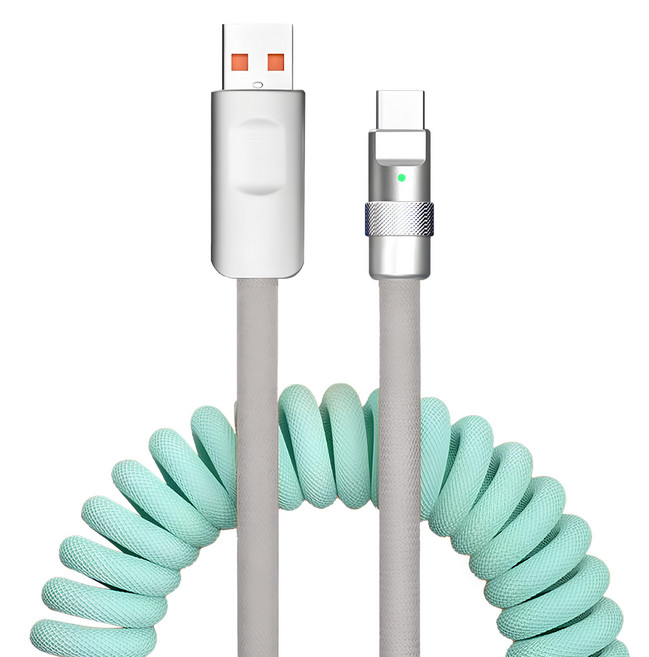 Other Us Type C to USB A 線圈快速充電線, 薄荷綠, 65cm, 1條