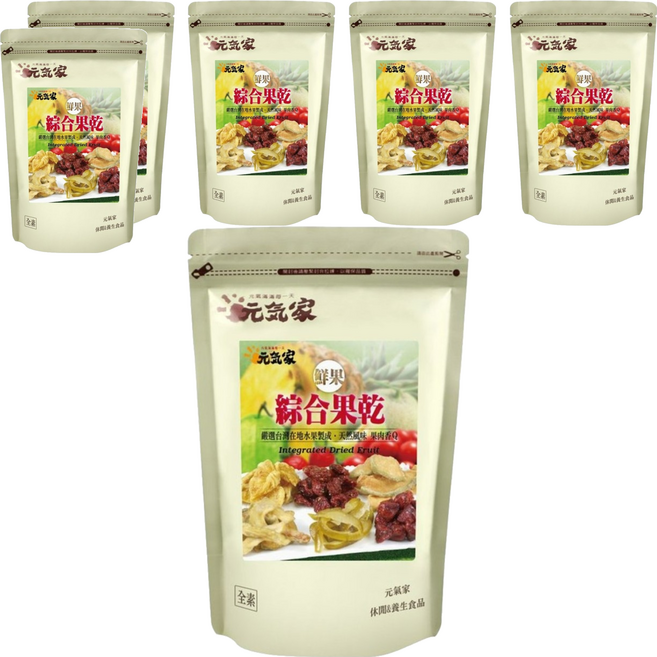 元氣家 綜合果乾 嚴選台灣道地新鮮水果低溫烘焙 果肉柔軟香Q, 200g, 6包